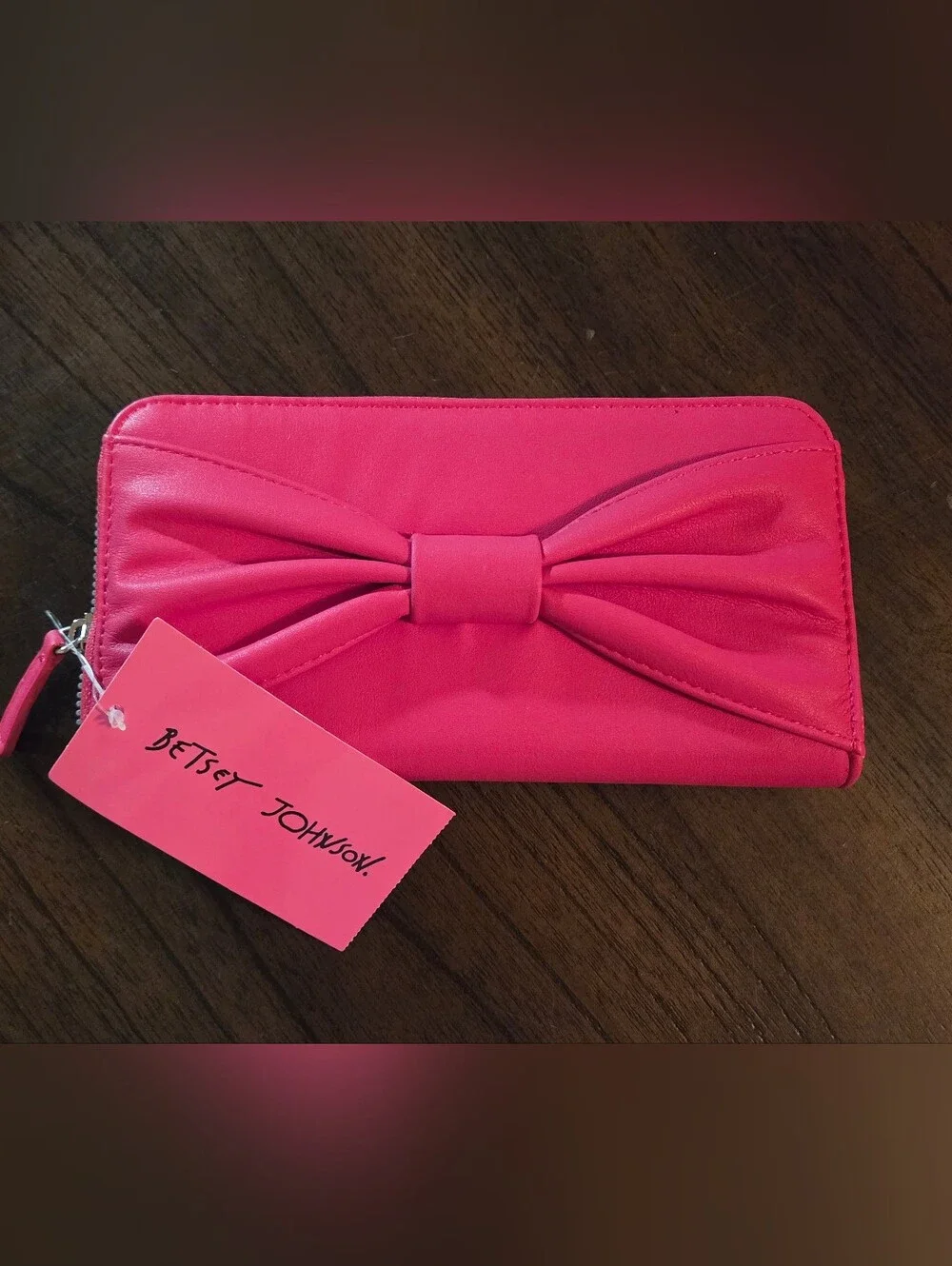 NWT Betsey Johnson Pink Bow Clutch Wallet
